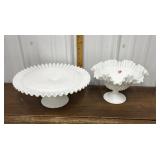 Fenton milk glass pedestal bowl, cake plate
