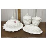 Fenton milk glass butter dish, covered dish,