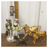 Occupied Japan Lamp, horse figures *not all