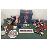 Patriotic accessories- lamp, 3 mini pillows,