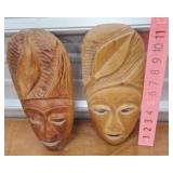 2 Carved Wooden Masks
