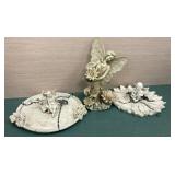 Garden fairy and 2 bird feeders / baths