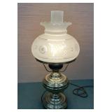 Etched glass shade / brass lamp