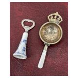 Royal Copenhagen bottle opener and tea strainer
