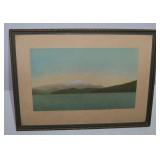 Antique Framed Hand Colored Tinted Picture The