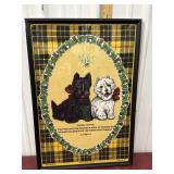 Framed vintage Lamont Irish Linen "Double Scotch"