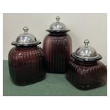 Set of vintage Artland amethyst purple ribbed