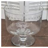 Gorgeous etched trifle bowl birds and hearts