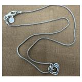 .925 silver Necklace and heart pendant signed