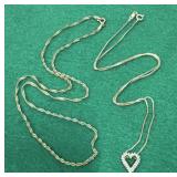 925 Gold Tone Necklaces, Heart Pendant