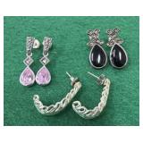 925 Earrings-3 Pair