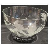 Beautiful large Crystal bowl heavily etched with