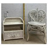 2 Door Wicker Shelf & Vanity Chair