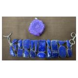 .925 Silver Bracelet With Blue Stones, And P