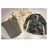 Air Force coat, camouflage shirt, wool? Pants