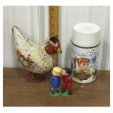 Metal chicken, Kewtie Pie thermos, kissing bobble
