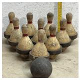 Folksy Wooden Bowling Pin Set Game