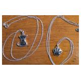 Two CZ 925 Sterling cat necklaces