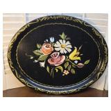Oval toleware hand-painted tray