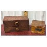 2 vintage primitive Wooden boxes