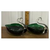 Art glass swan bowls