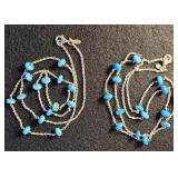 Pair sterling silver blue stone necklaces