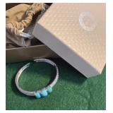 Sterling Silver Vermeil Blue Gemstone hinged