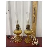 Pair tiny amber lamps *needs new new wiring