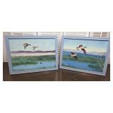 2 Duck Wildlife Paintings - Signed