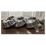 2 Stainless Steel Rubber Trim Pet Dishes