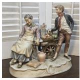 Large Capodimonte vendor cart figurine