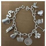 Sterling silver charm bracelet