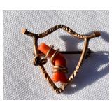 Antique Victorian GF Branch Coral Pin