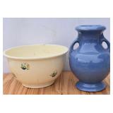 Vintage Stoneware Pottery Vase & Mixing Bowl (not