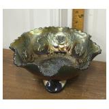 Fenton Dragon & Lotus spatula footed ruffle bowl