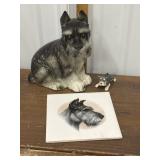Lefton Schnauzer dog figurine, tile, tiny dog
