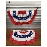 Pair American flag pleated fan buntings
