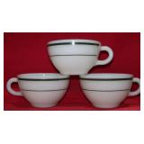 3 Corning PYREX Green Stripe Coffee Tea Cups No