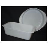 Two Pyrex Milk Glass Baking Dishes