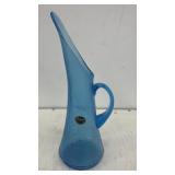 Kanawha Blue Crackle Art Glass Pitcher