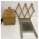 Shoe shine kit, washboard, and coat hanger
