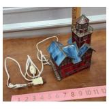 Stained glass lighthouse lamp