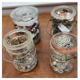 Jars of misc jewelry etc