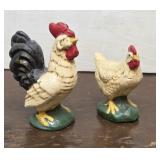 Small cast iron rooster & hen - paperweights?