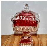 MCM Rainbow Glass Lidded Candy Dish
