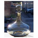 Mid Century Smoked Glass Decanter Barware 9 1/2"