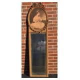 Antique French Trumeau Mirror. Giltwood Frame