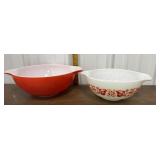 Friendship, red Pyrex Cinderella bowls