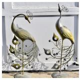Metal Peacock Statues-Decor Items