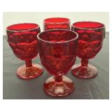 4 Viking Georgian Ruby glass goblets